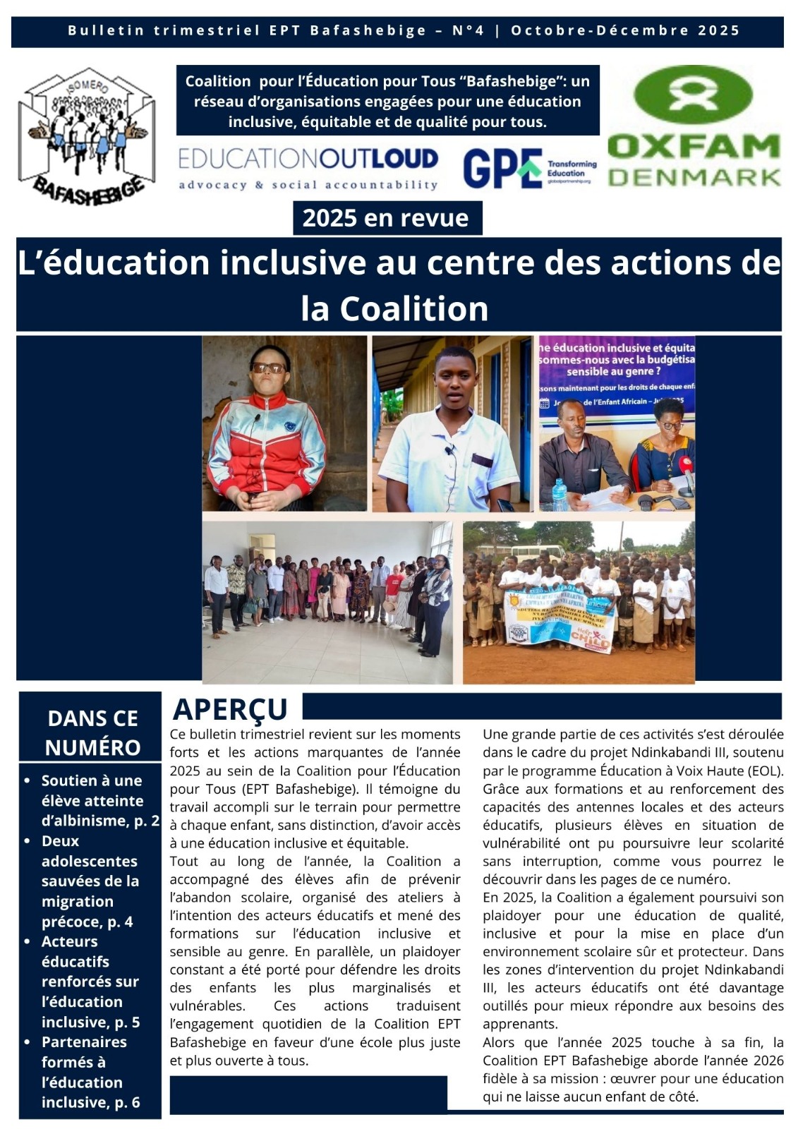 Bulletin trimestriel EPT Bafashebige – N°4  Octobre-Décembre 2025