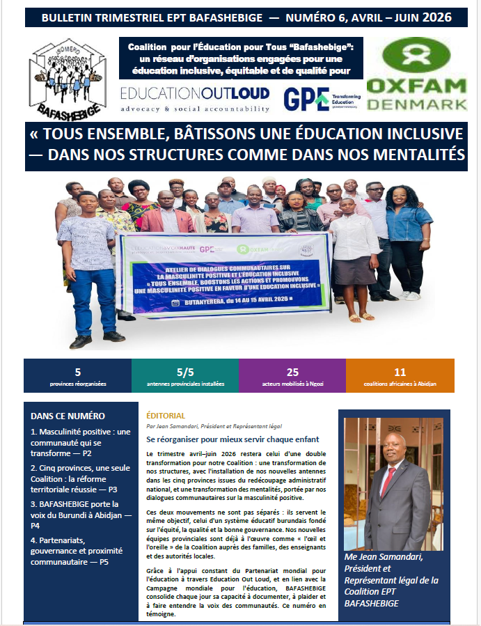 Bulletin trimestriel de la Coalition EPT BAFASHEBIGE — N° 6 | Avril – Juin 2026